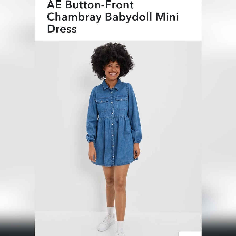 AE button front chambray dress